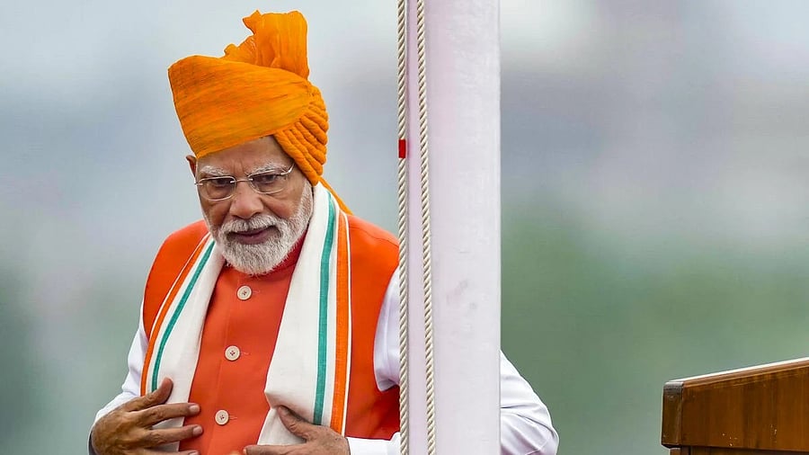 <div class="paragraphs"><p>Prime Minister Narendra Modi during the 79th Independence Day celebration at the Red Fort, in New Delhi.</p></div>