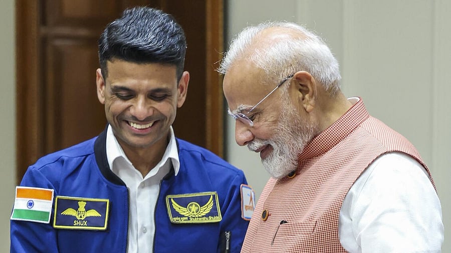 <div class="paragraphs"><p>Prime Minister Narendra Modi during a meeting with astronaut Shubhanshu Shukla</p></div>