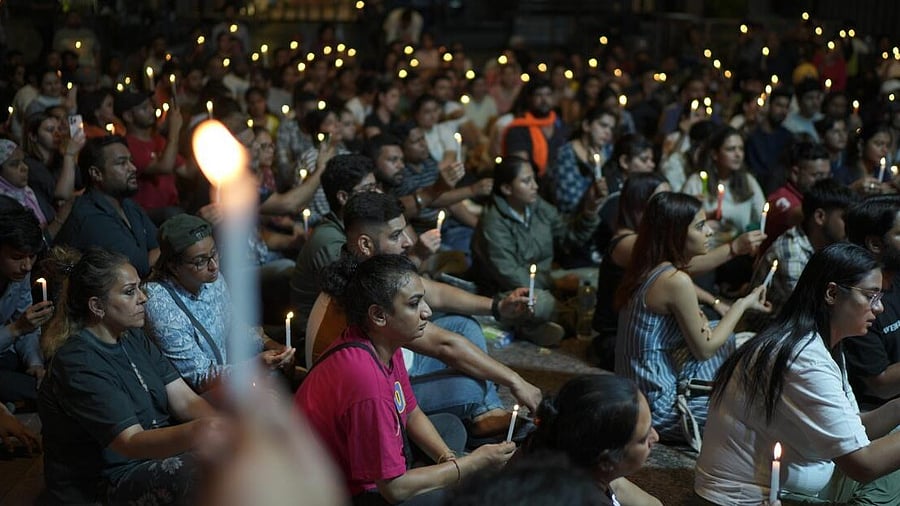 <div class="paragraphs"><p>Animal lovers hold candlelight vigil as they protest against the recent order by the Supreme Court directing authorities in Delhi-NCR to start relocating all stray dogs from streets to shelters, at Connaught Place, in New Delhi.</p></div>