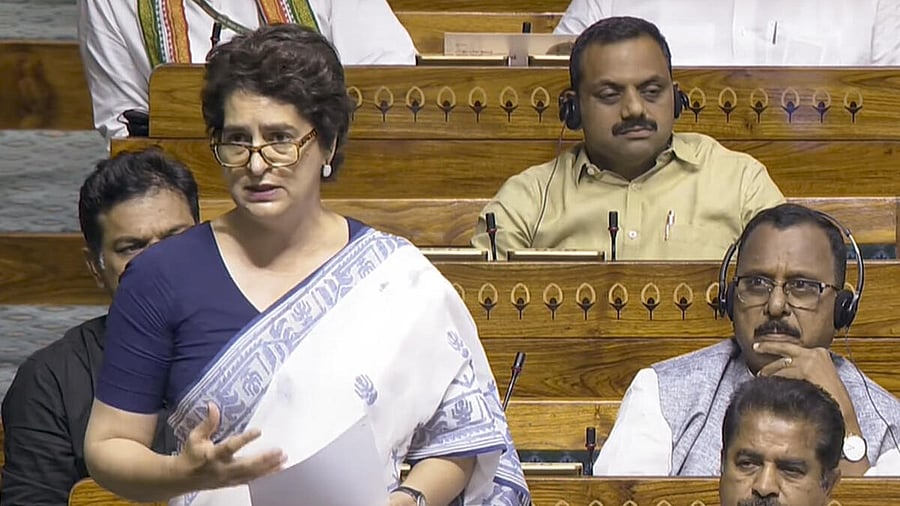 <div class="paragraphs"><p>Congress MP Priyanka Gandhi Vadra speaks in the Lok Sabha.</p></div>