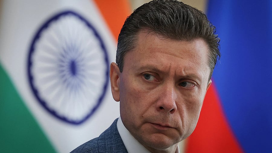 <div class="paragraphs"><p>Roman Babushkin, charge d'affaires at the Russian embassy in India, listens to a question during a press conference in New Delhi.</p></div>