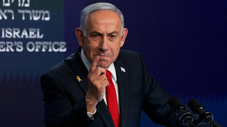 <div class="paragraphs"><p>Israeli Prime Minister Benjamin Netanyahu speaks during a press conference, in Jerusalem.</p></div>