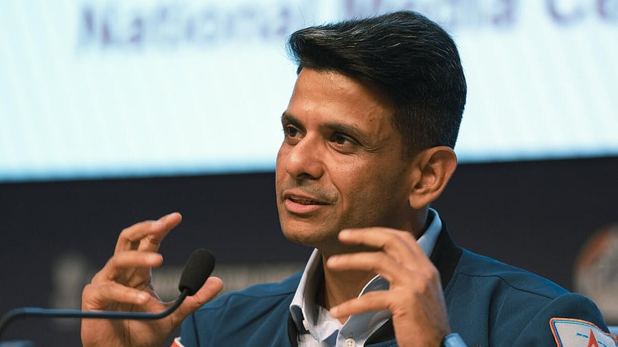<div class="paragraphs"><p>Astronaut and Group Captain Shubhanshu Shukla addresses a joint press briefing about Axiom-4 mission, in New Delhi, Thursday, Aug. 21, 2025.</p></div>