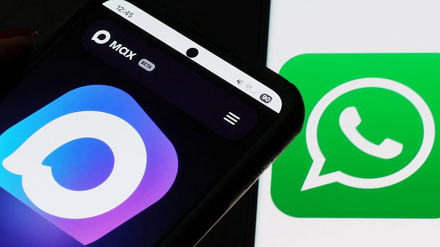 <div class="paragraphs"><p>The web page of the Russian MAX messaging app is displayed on a smartphone screen next to the screen displaying the WhatsApp logo.</p></div>