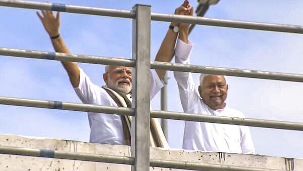 <div class="paragraphs"><p>Prime Minister Narendra Modi with Bihar Chief Minister Nitish Kumar during the inauguration of the 1.86-km-long Aunta-Simaria Bridge on the Ganga river, in Gayaji, Bihar.</p></div>