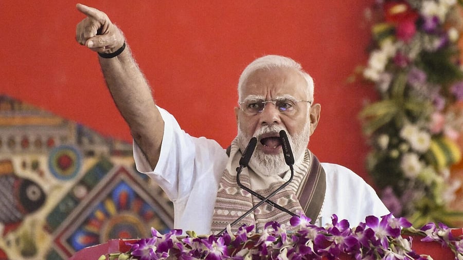 <div class="paragraphs"><p>Prime Minister Narendra Modi addresses a public meeting, in Gayaji, Friday, Aug. 22, 2025</p></div>