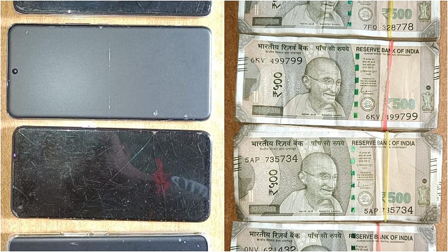 <div class="paragraphs"><p>Images of the phones used by the youth and the extorted money.</p></div>