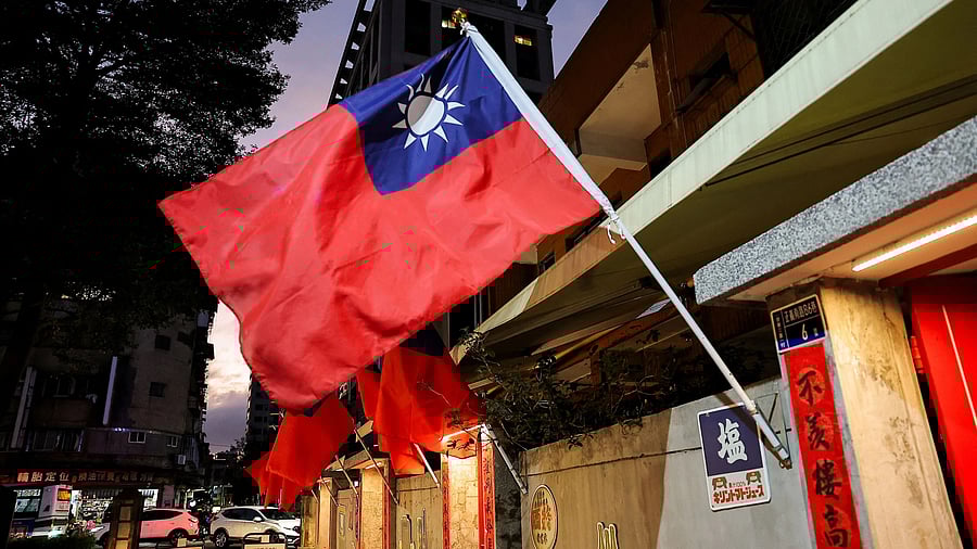<div class="paragraphs"><p>Taiwanese flags are installed along a street, in New Taipei city, Taiwan.</p></div>