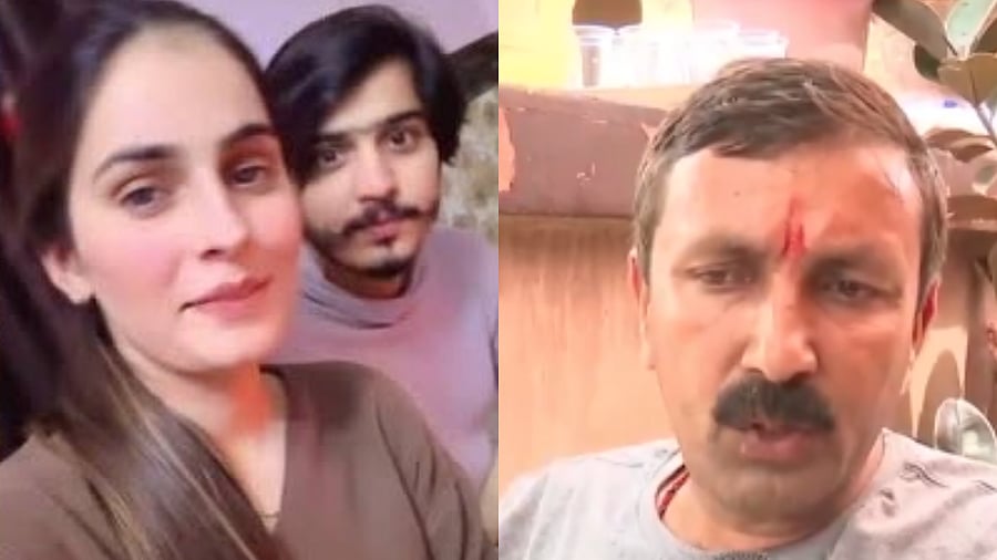 <div class="paragraphs"><p>Nikki Bhati and accused husband Vipin (L); Nikki's father&nbsp;Bhikari Singh Payla (R).</p></div>