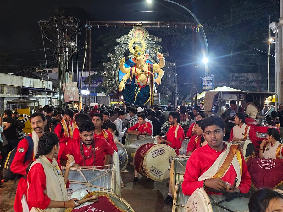 <div class="paragraphs"><p>The idol of Lord Ganesh to be installed by Ganesh Utsav Mandal in Burud Colony, APMC Road in Belagavi being taken in a procession on Monday evening. </p></div>