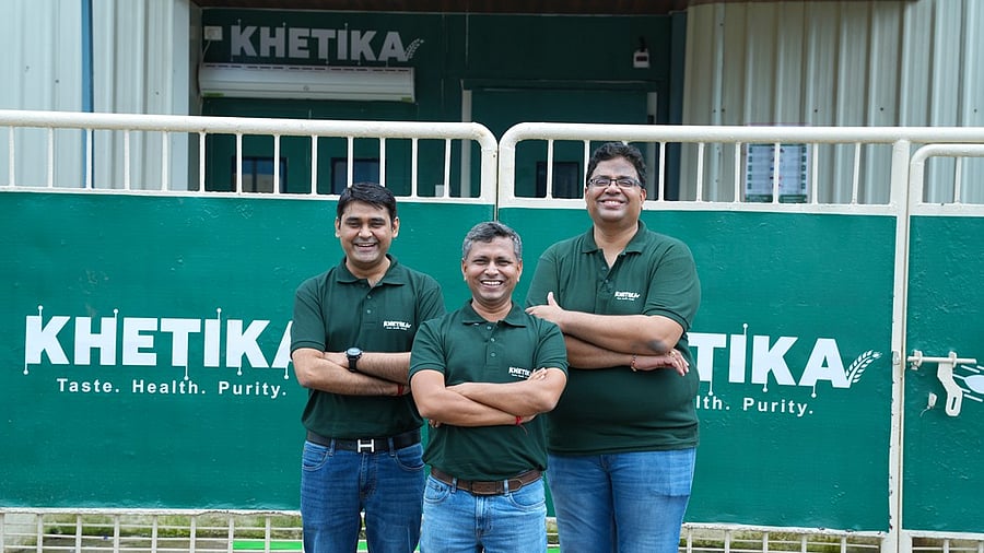 <div class="paragraphs"><p>Darshan Krishnamurthy, Co-founder &amp; CTO, Prithwi Singh, Co-founder &amp; CEO,  Raghuveer Allada, Co-founder &amp; CFO, Khetika at the launch in Bengaluru</p></div>