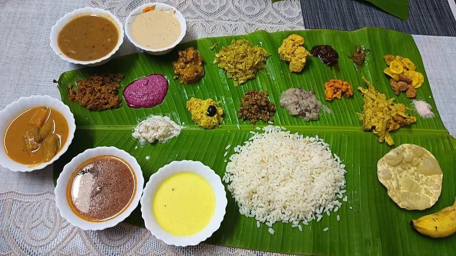 A sadya by Hennur-based home chef Rehana Ismail.