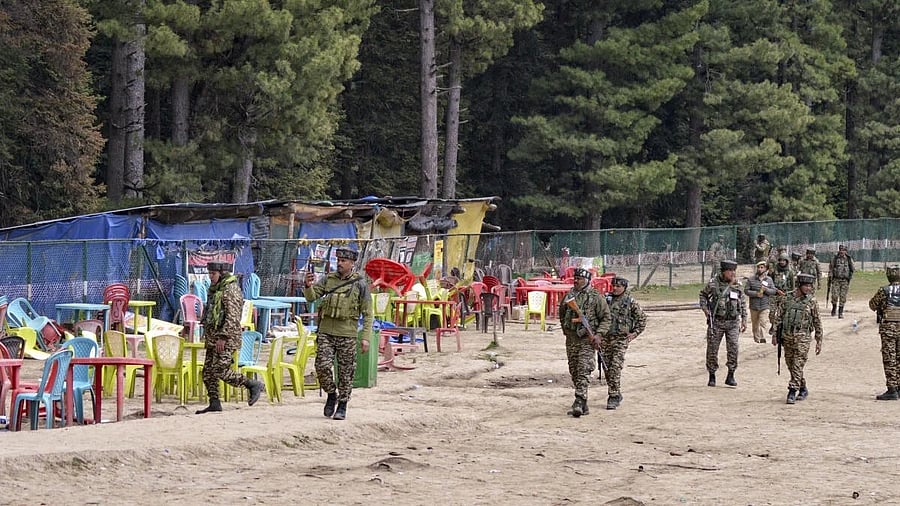 <div class="paragraphs"><p>Indian Army personnel at the site of the Pahalgam terror attack, in Anantnag district, Jammu and Kashmir.</p></div>
