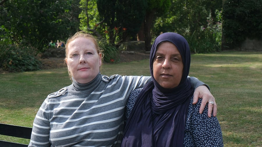 <div class="paragraphs"><p>Pauline Jones and Yasmin Javed, whose daughters were killed by intimate partners, embrace at Horsforth Hall Park in Leeds.</p></div>