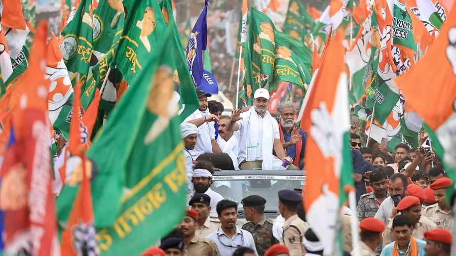 <div class="paragraphs"><p>Congress leader Rahul Gandhi during his party's ongoing Voter Adhikar Yatra' in Bihar.</p></div>