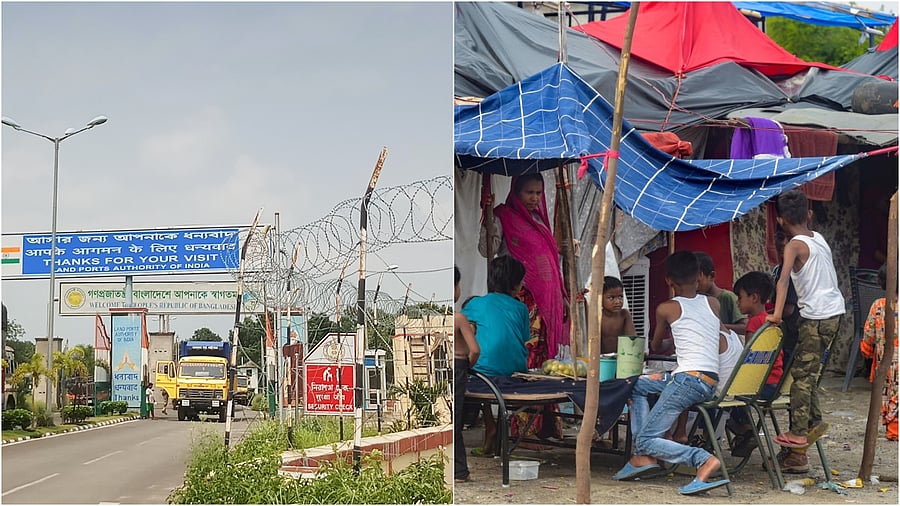 <div class="paragraphs"><p>The Indian side of the India-Bangladesh border at West Bengal (L), A Rohingya migrants camp in Delhi. (Representative image)</p></div>