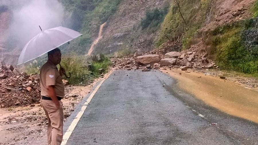 <div class="paragraphs"><p>A road blocked by debris after heavy rainfall, in Rudraprayag district, Uttarakhand.</p></div>