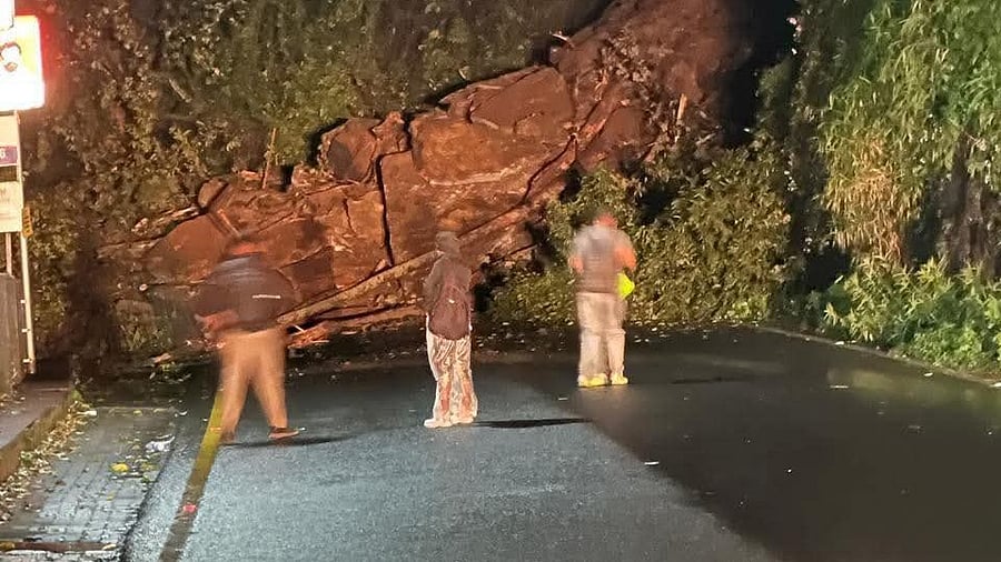 <div class="paragraphs"><p>A crack was spotted on a rock beneath one of the hairpin curves in the Thamarassery Ghat road. </p></div>