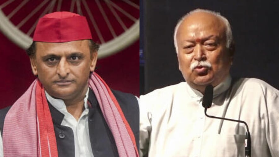 <div class="paragraphs"><p>Samajwadi Party chief Akhilesh Yadav (L) and RSS chief Mohan Bhagwat.</p></div>
