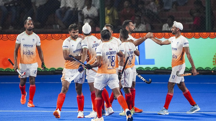 <div class="paragraphs"><p>India's players during the Men's Hockey Asia Cup 2025 match between India and Kazakhstan, in Rajgir, Bihar, Monday, Sept. 1, 2025.</p></div>