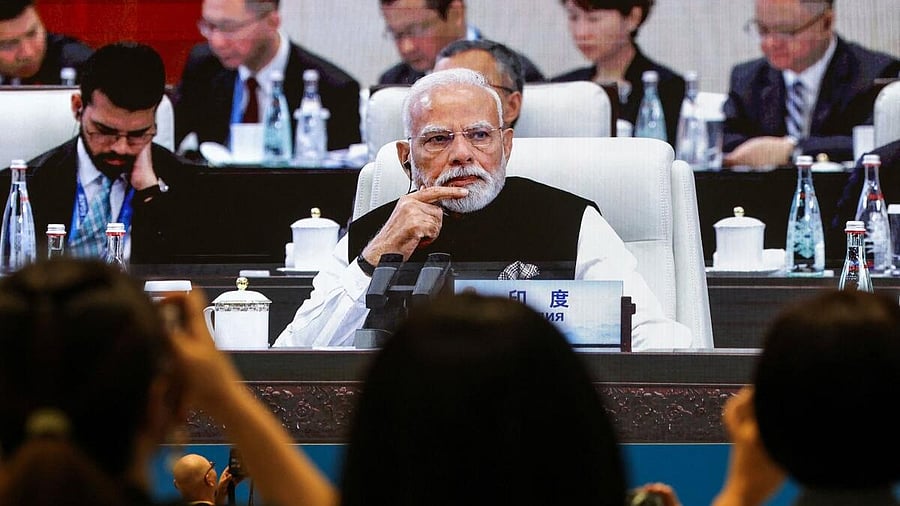 <div class="paragraphs"><p>Prime Minister Narendra Modi attending the plenary session of the 2025 Shanghai Cooperation Organisation (SCO) summit in Tianjin, China.</p></div>