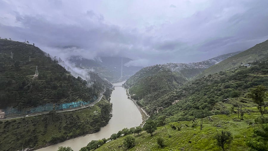 <div class="paragraphs"><p>The swollen Chenab river in Jammu and Kashmir's Doda district on Tuesday.<br></p></div>