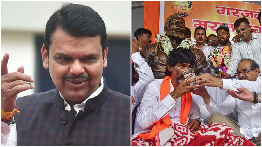 <div class="paragraphs"><p>Maharashtra Chief Minister Devendra Fadnavis (L),&nbsp;activist Manoj Jarange.&nbsp;</p></div>