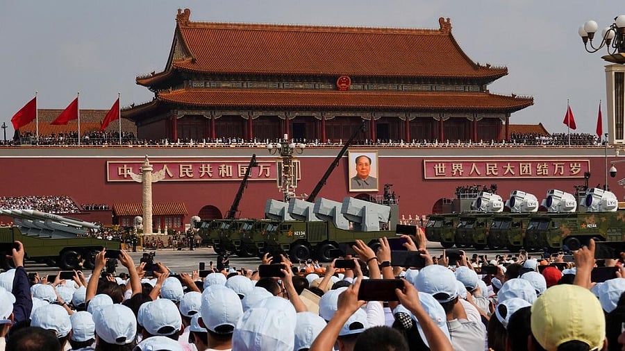 <div class="paragraphs"><p>Maritime operations group displays laser weapons and HQ-16C missiles during a military parade to mark the 80th anniversary of the end of World War Two, in Beijing, China, September 3, 2025.</p></div>