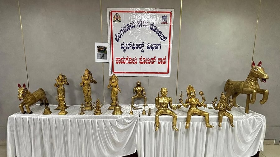 <div class="paragraphs"><p>Some of the items that were stolen from the Muneshwara Swamy Temple in Khajisonnenahalli. </p></div>