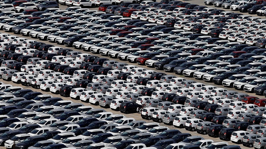 <div class="paragraphs"><p> Cars are seen parked at Maruti Suzuki's plant at Manesar.</p></div>