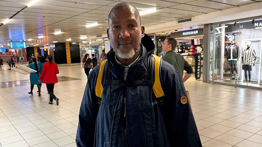 <div class="paragraphs"><p>Mandla Mandela, grandson of Nelson Mandela, prepares to board a flight to Tunisia to join the Global Sumud Flotilla aiming to deliver humanitarian supplies to Gaza, at OR Tambo International Airport in Johannesburg, South Africa.</p></div>