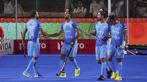 <div class="paragraphs"><p>ndia's Hardik Singh (8) celebrates with teammates after scoring a goal during Men's Hockey Asia Cup 2025 match between India and Korea, in Rajgir.</p></div>