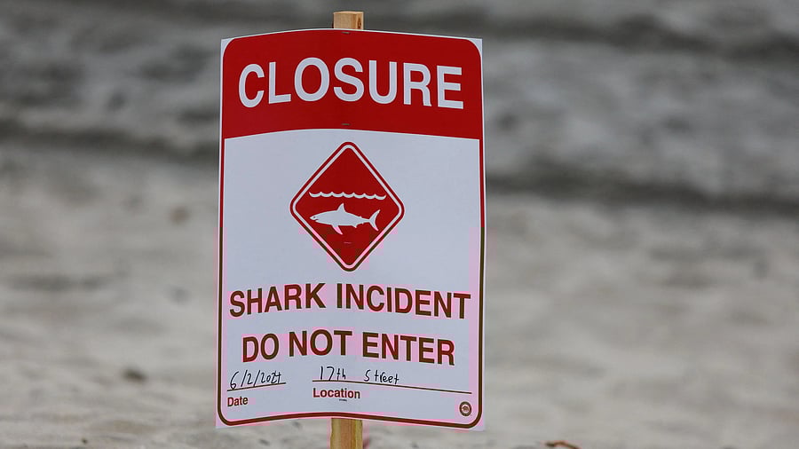 <div class="paragraphs"><p>A posted sign warns swimmers and surfers to keep out of the water as officials keep the beach closed following a shark attack.</p></div>
