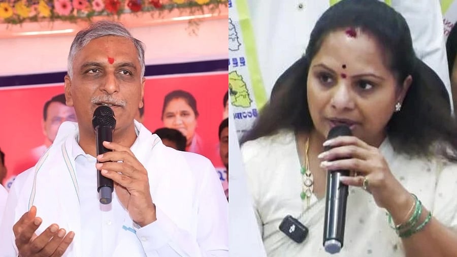 <div class="paragraphs"><p>From left: BRS MLA T Harish Rao, K Kavitha</p></div>