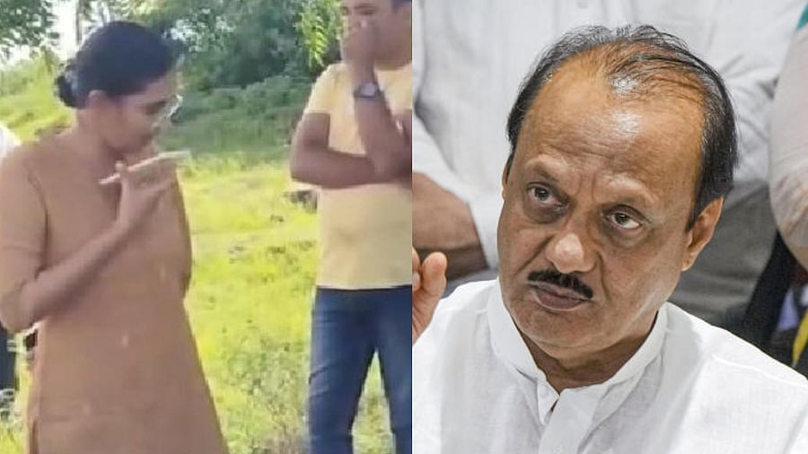 <div class="paragraphs"><p>A screen grab of the video which showed the conversation between the IPS officer and DyCM Ajit Pawar (L) and DyCM Ajit Pawar (R).</p></div>