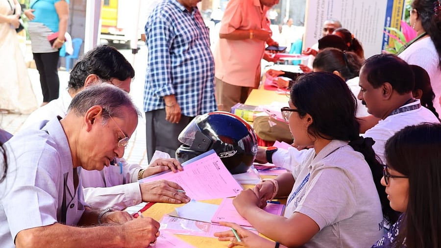 <div class="paragraphs"><p>Senior citizens at the job fair organised by Nightingales Medical Trust on Sunday.</p></div>