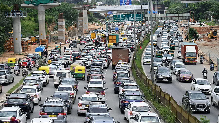 <div class="paragraphs"><p>A choked Hebbal flyover.</p></div>