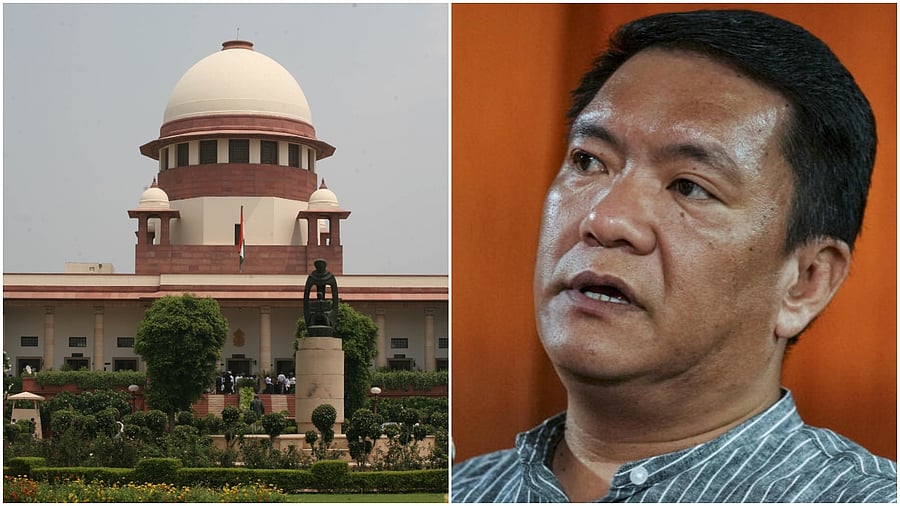 <div class="paragraphs"><p>The Supreme court of India (L) and Arunachal Pradesh CM Pema Khandu (R)</p></div>