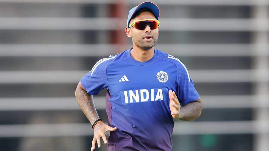 <div class="paragraphs"><p>Indian skipper Suryakumar Yadav goes through his paces during a training session in Dubai.</p></div>