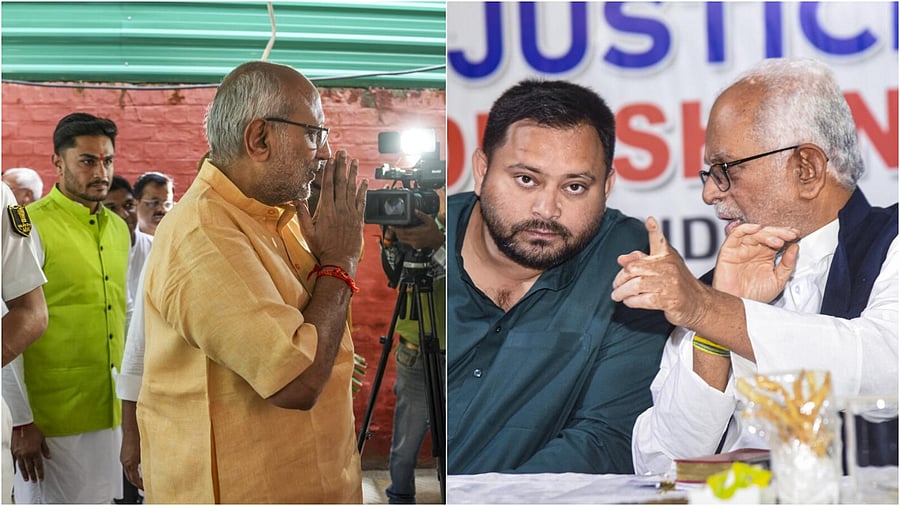 <div class="paragraphs"><p>NDA's vice presidential candidate CP Radhakrishnan(L),&nbsp;INDIA bloc’s vice presidential candidate B Sudarshan Reddy, right, and RJD leader Tejashwi Yadav</p></div>