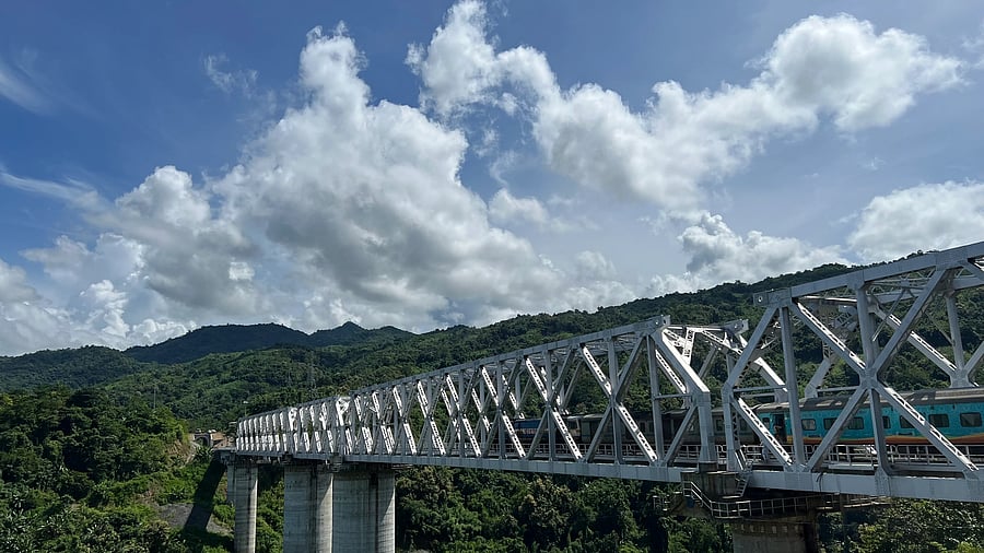 <div class="paragraphs"><p>The 51.38-km rail line traverses Mizoram’s Kolasib and Aizawl districts and&nbsp;includes six tall bridges and 45 tunnels passing through deep forests and steep hills.</p></div>