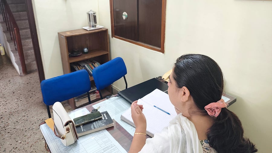 A volunteer with Sahai, a helpline that has been active for 22 years.   