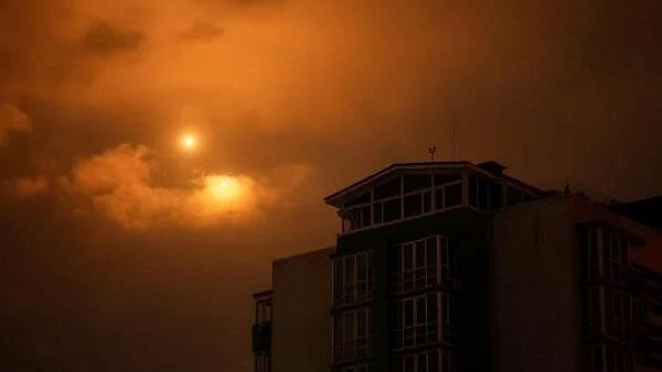 <div class="paragraphs"><p>Explosions are seen in the night sky as Ukrainian servicemen fire towards drones during a Russian drone strike, amid Russia's attack on Ukraine, in Kyiv, Ukraine.</p></div>