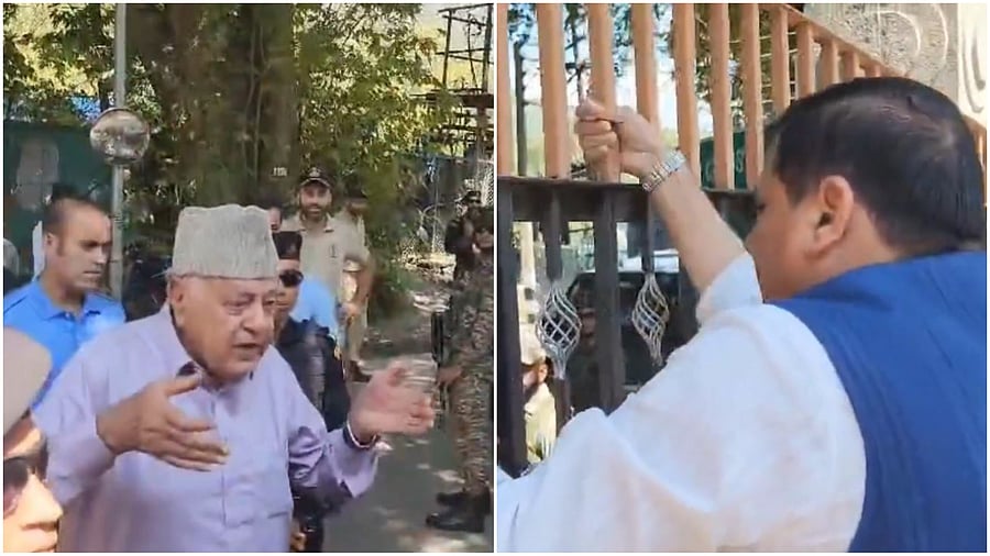 <div class="paragraphs"><p>Farooq Abdullah (L) and Sanjay Singh (R).</p></div>