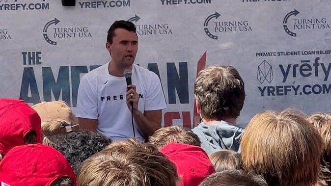 <div class="paragraphs"><p>A screengrab from a social media video shows U.S. right-wing activist, commentator, Charlie Kirk, an ally of U.S. President Donald Trump speaking during an event at Utah Valley University, moments before being fatally shot, in Orem, Utah, US,</p></div>