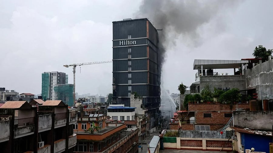 <div class="paragraphs"><p>Hilton was among the hotels in Kathmandu, Nepal, that was set on fire by anti-corruption protesters.</p></div>