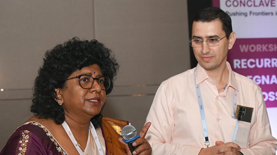 <div class="paragraphs"><p>Infertility experts Dr Devika Gunasheela and Dr Abhay at the conference in the city on Friday. </p></div>