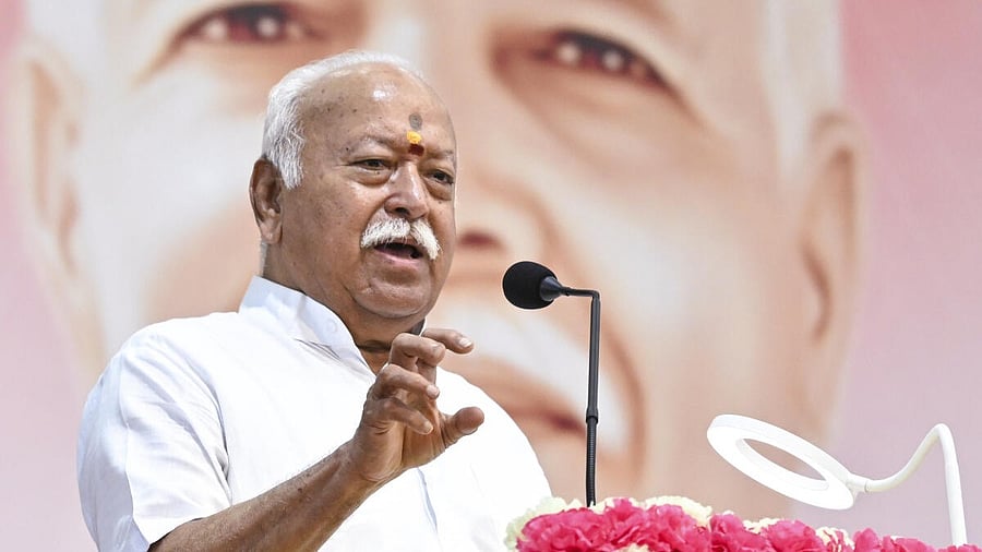 <div class="paragraphs"><p>RSS Chief Mohan Bhagwat speaks during the 7th anniversary celebration of Vishwa Shanti Sarovar, organised by the Brahma Kumaris organisation, in Nagpur, Maharashtra, Friday, Sept. 12, 2025.</p></div>