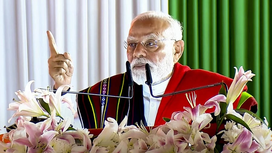 <div class="paragraphs"><p>Prime Minister Narendra Modi speaks in Churachandpur.</p></div>