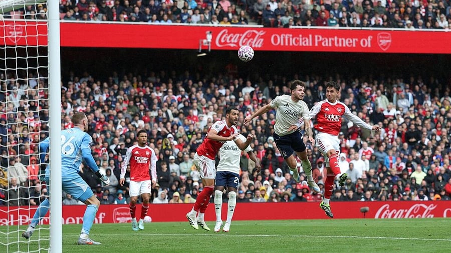 <div class="paragraphs"><p>Martin Zubimendi scores past Nottingham goalkeeper.</p></div>
